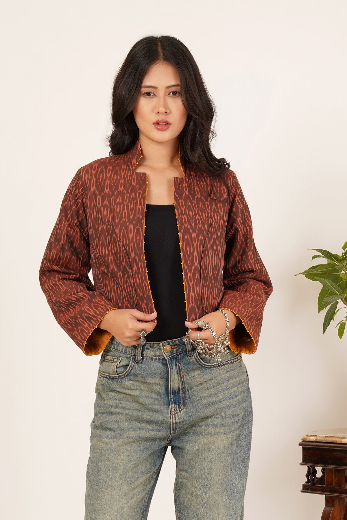 Orange Kantha Short Jacket