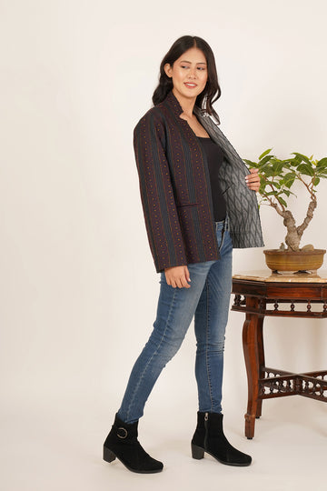 Kantha & Ikat Reversible Short Jacket