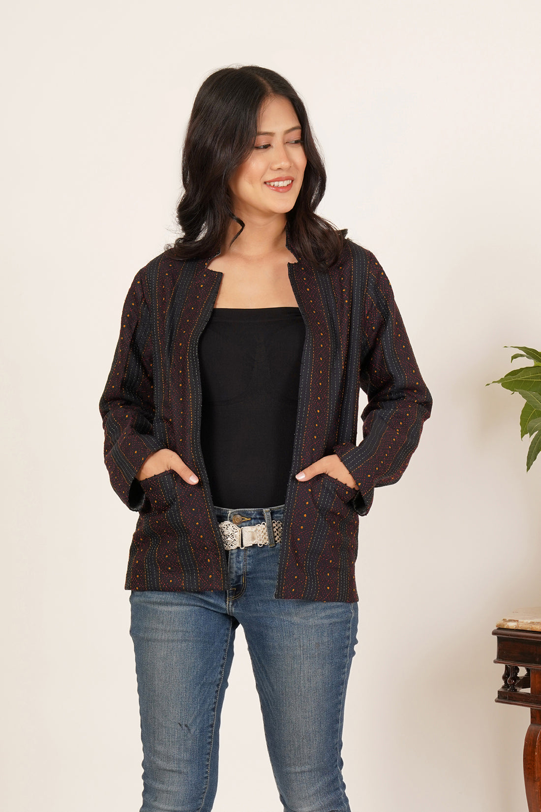 Kantha & Ikat Reversible Short Jacket