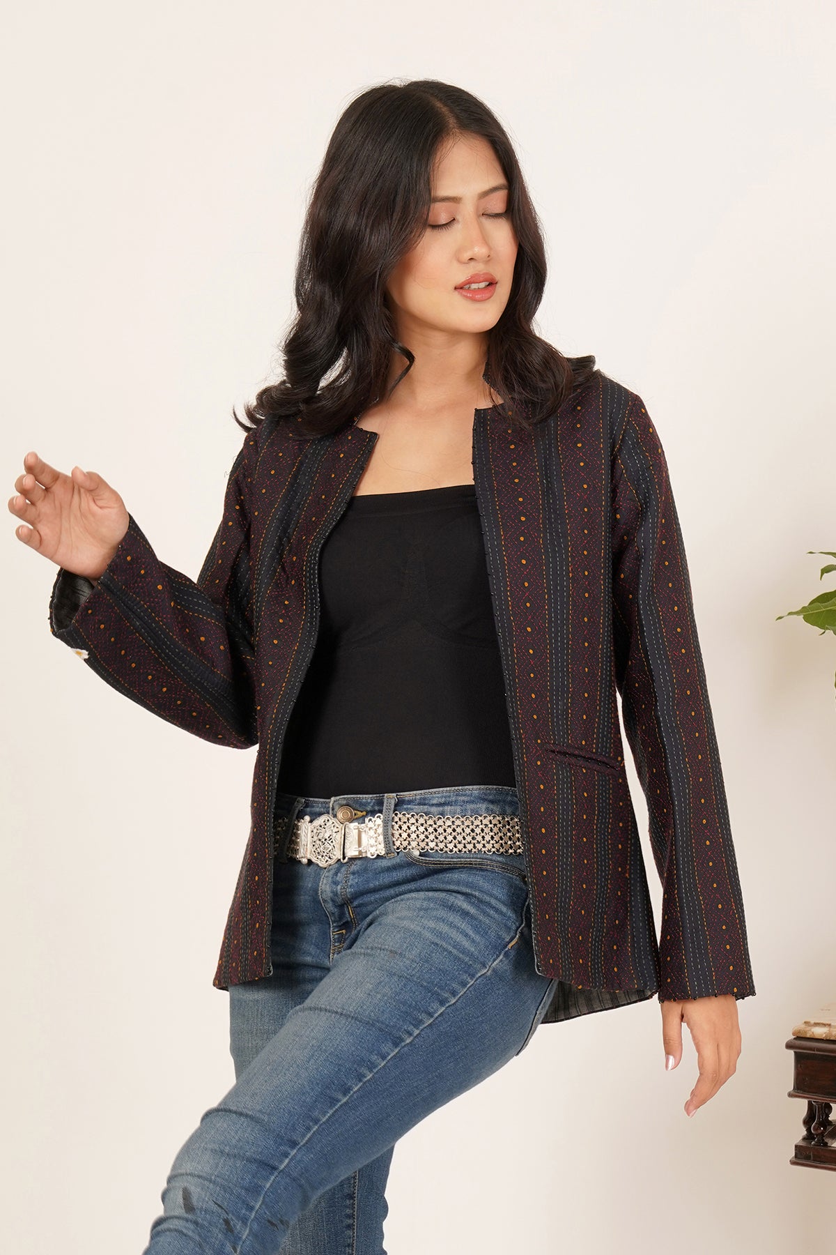 Kantha & Ikat Reversible Short Jacket