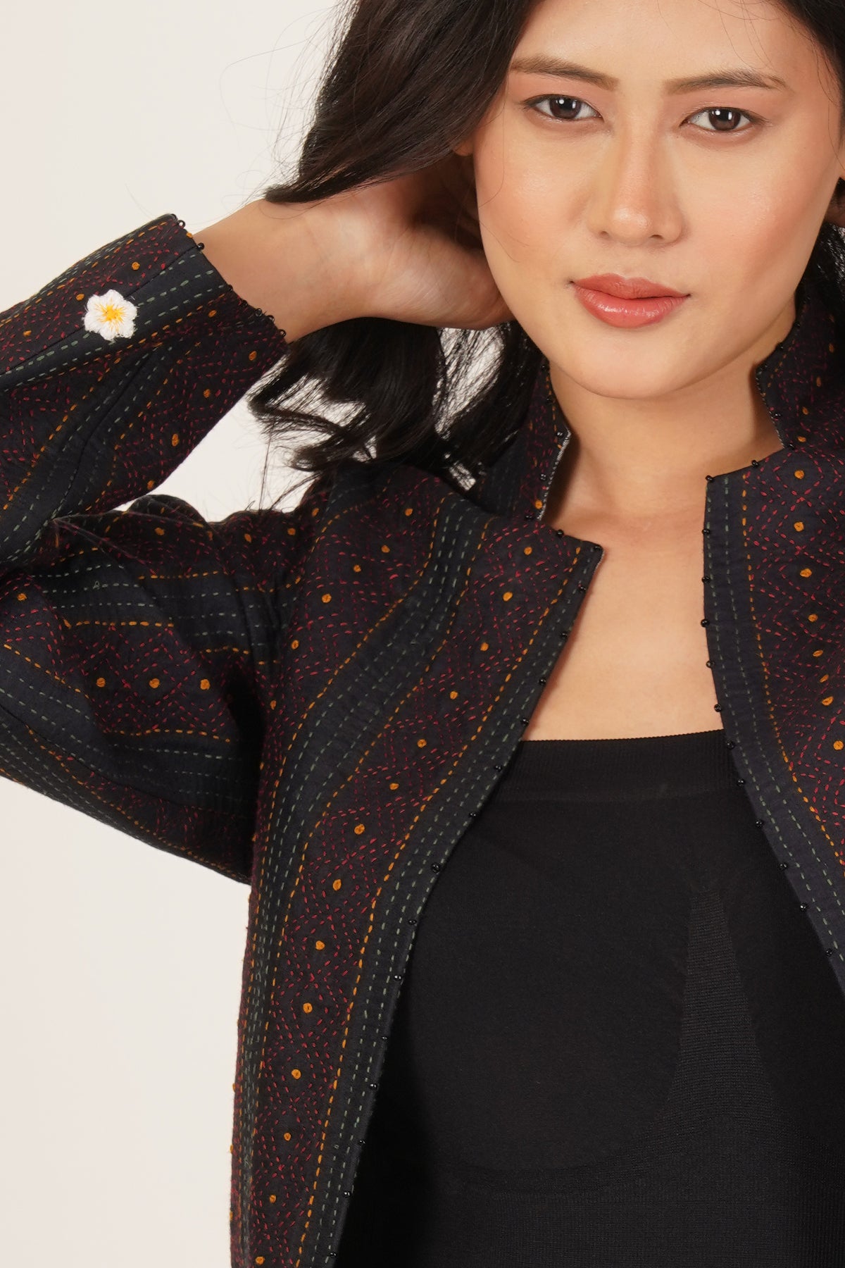 Kantha & Ikat Reversible Short Jacket