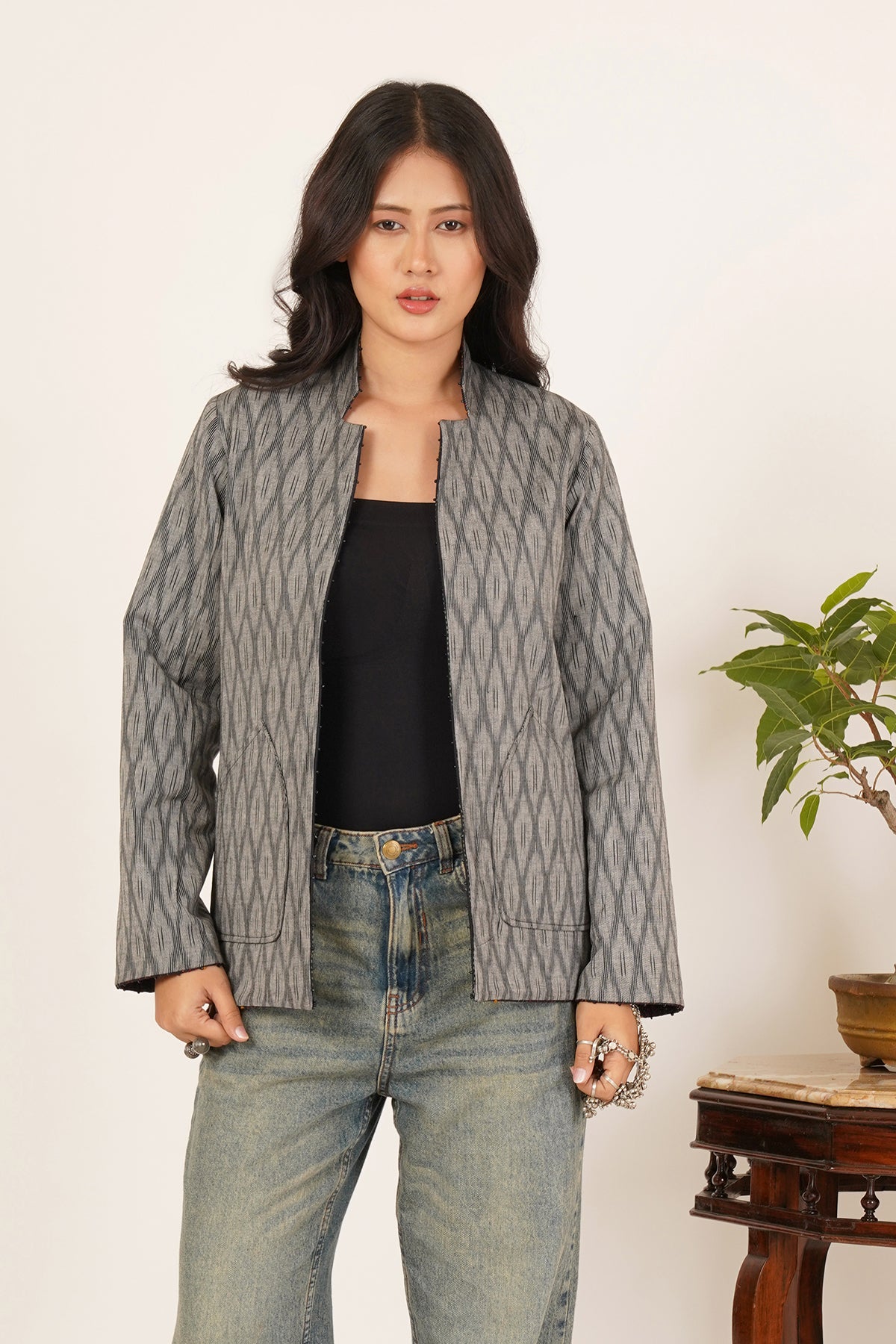 Kantha & Ikat Reversible Short Jacket