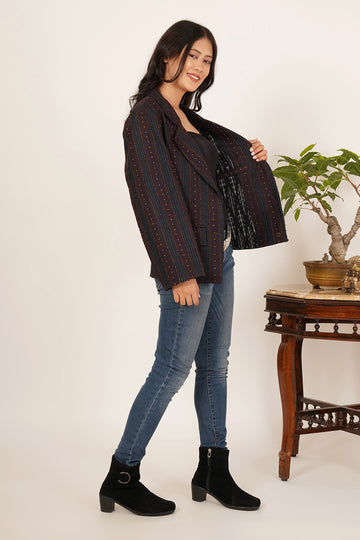 Kantha Short Jacket (Black)