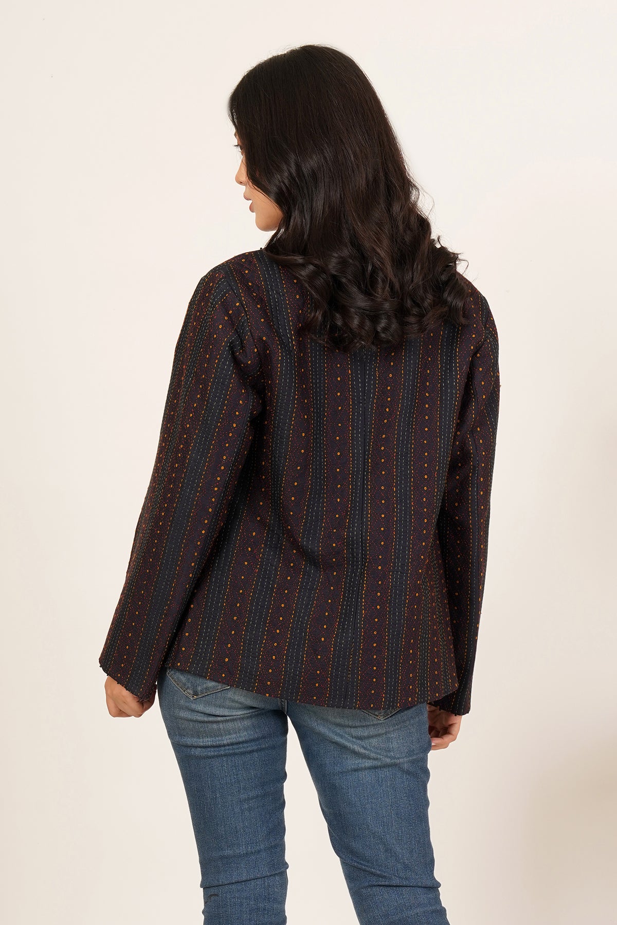 Kantha Short Jacket (Black)