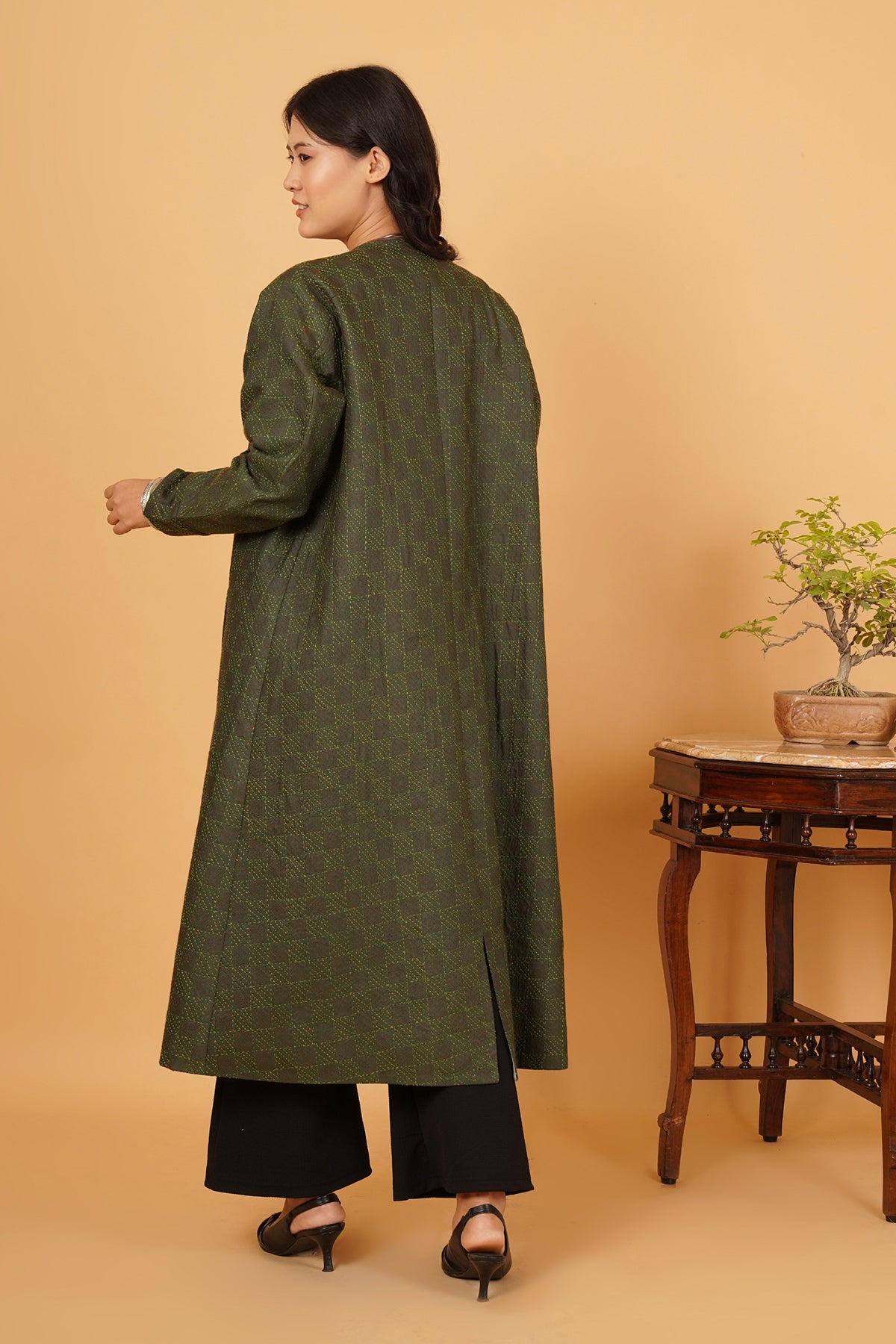 Green Kantha Reversible Jacket