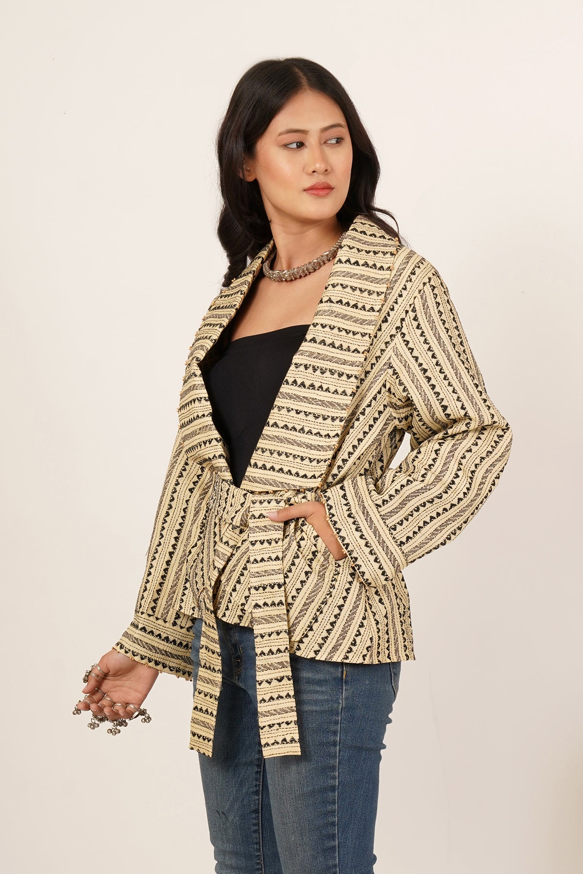 Kantha Short Jacket (Cream)
