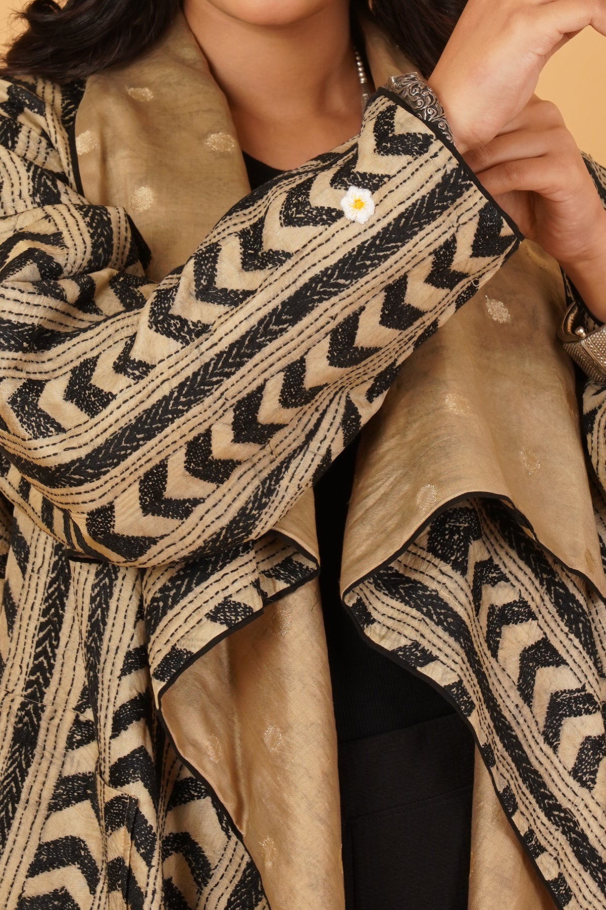 Kantha & Chanderi Reversible Overlay