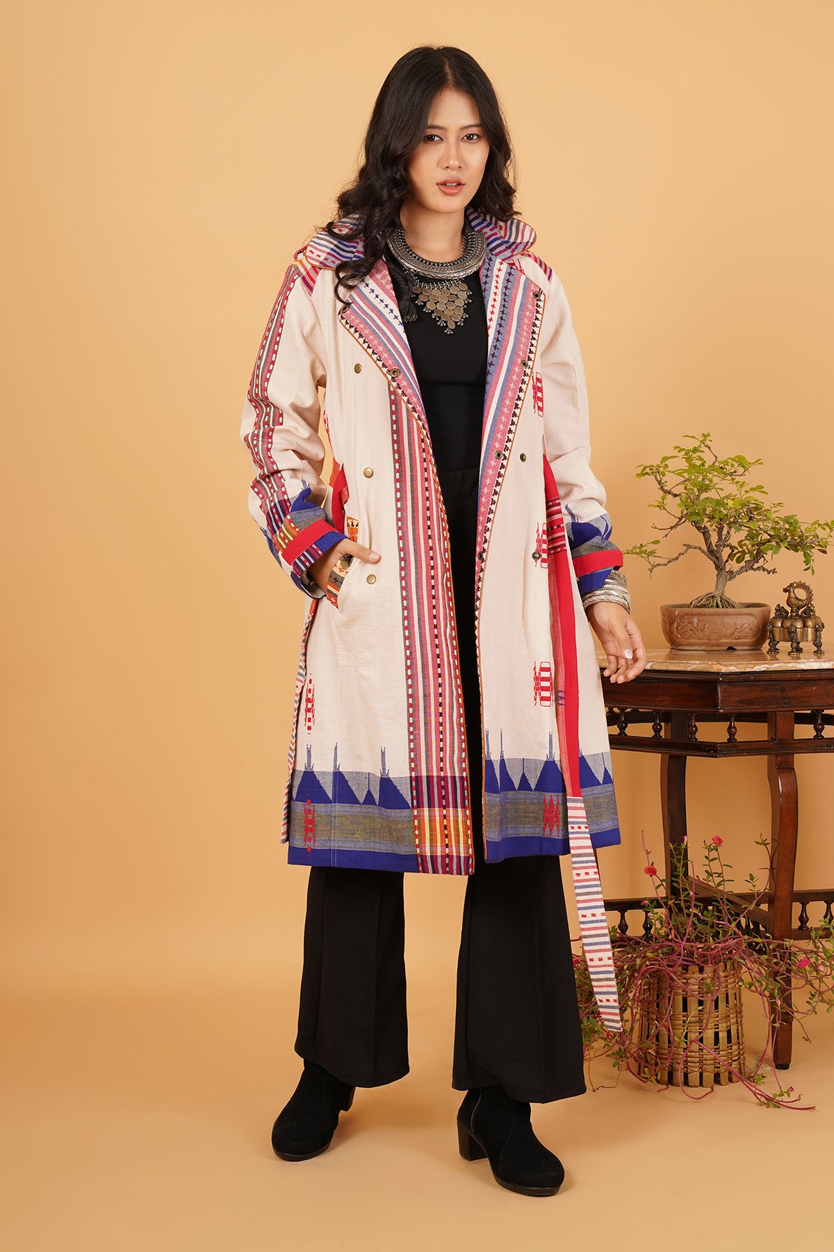 Multicolour Kotpad Trenchcoat