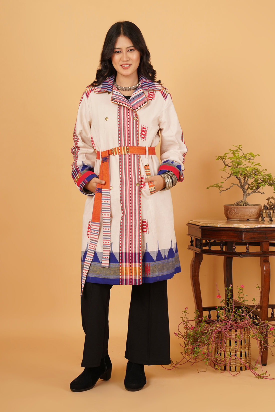Multicolour Kotpad Trenchcoat