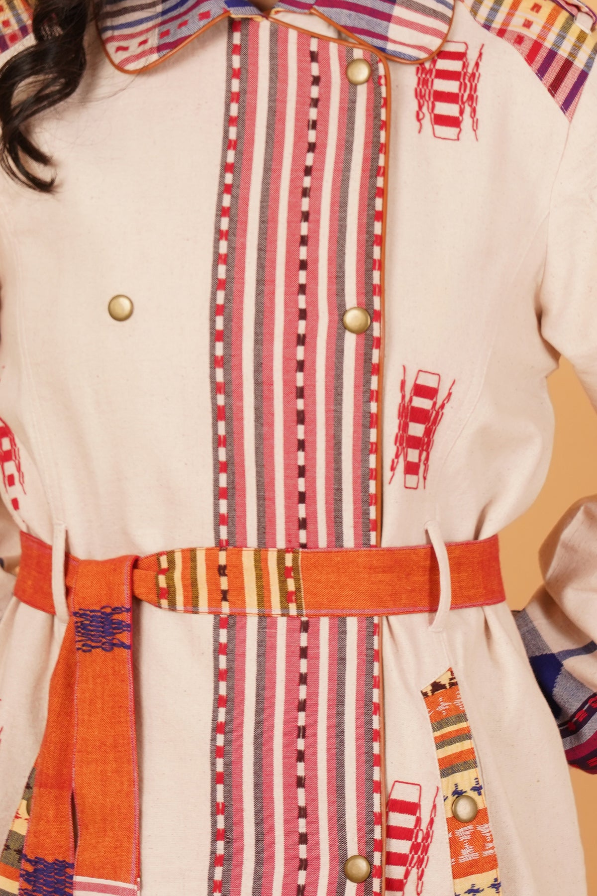 Multicolour Kotpad Trenchcoat