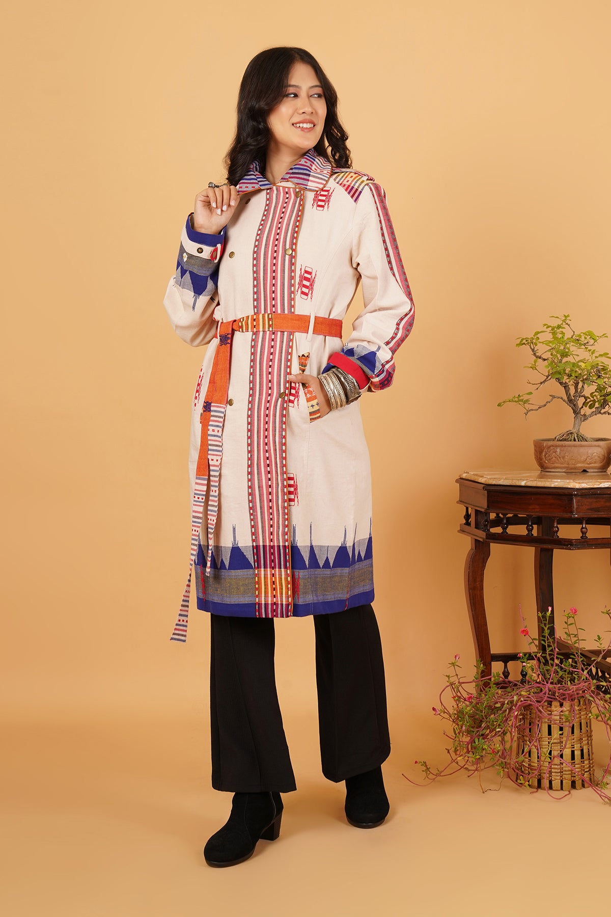 Multicolour Kotpad Trenchcoat