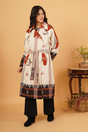 Kotpad Trenchcoat (White/Black/Red)