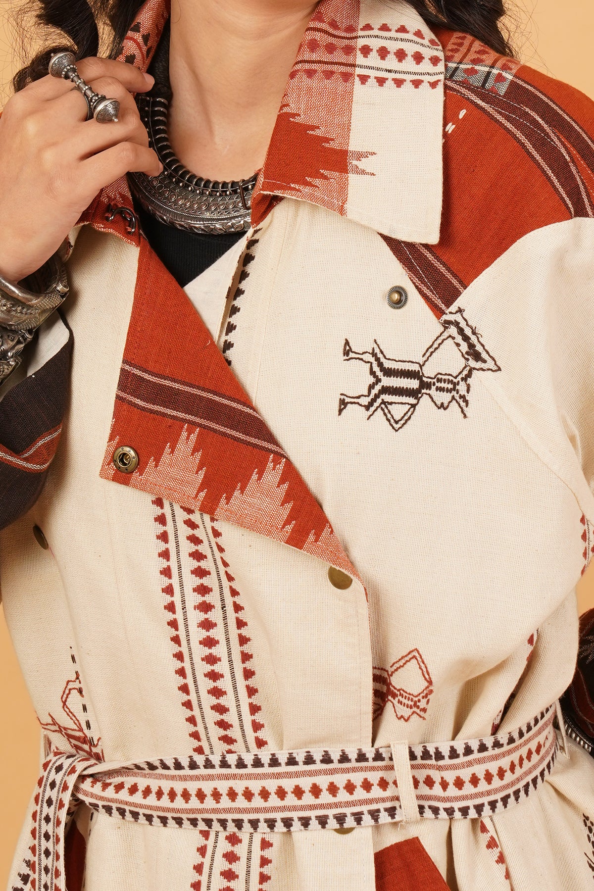 Kotpad Trenchcoat (White/Black/Red)