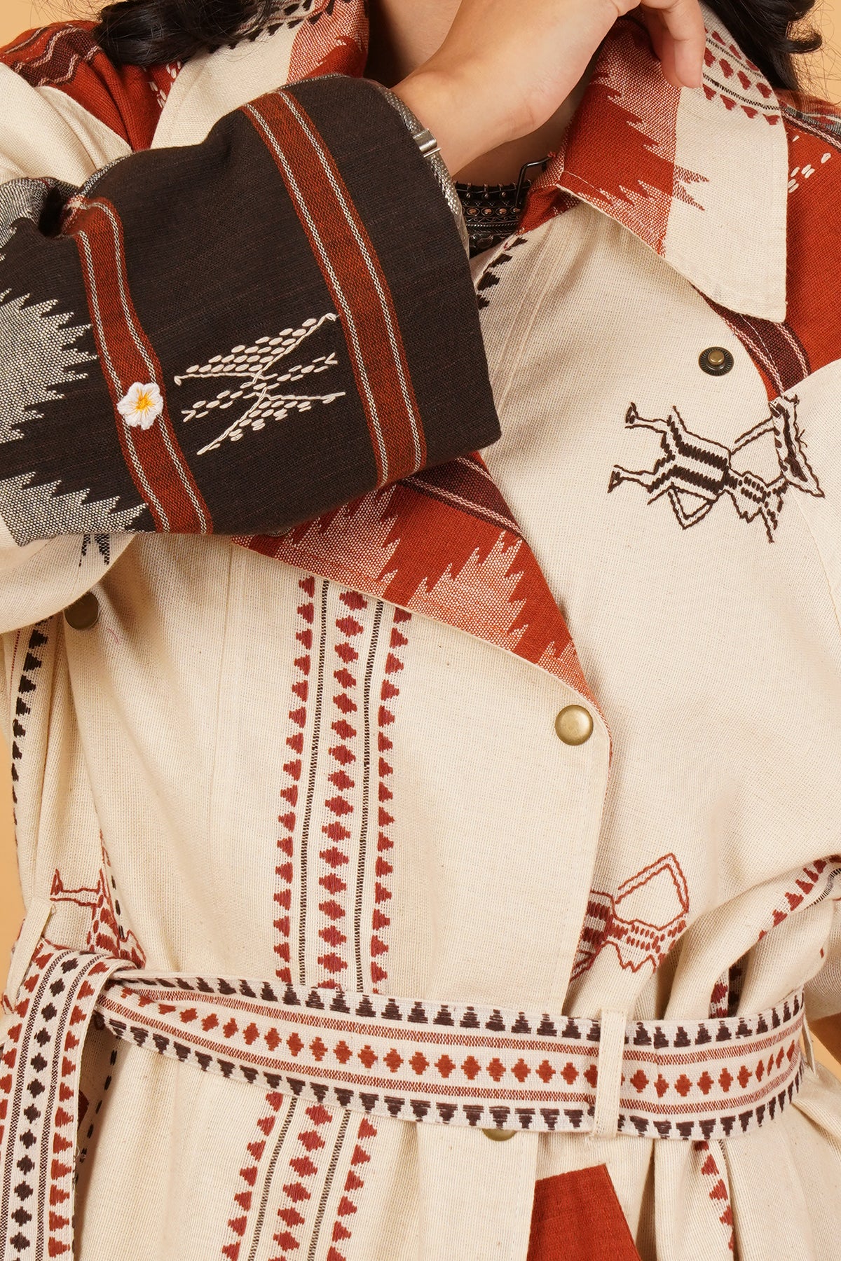 Kotpad Trenchcoat (White/Black/Red)