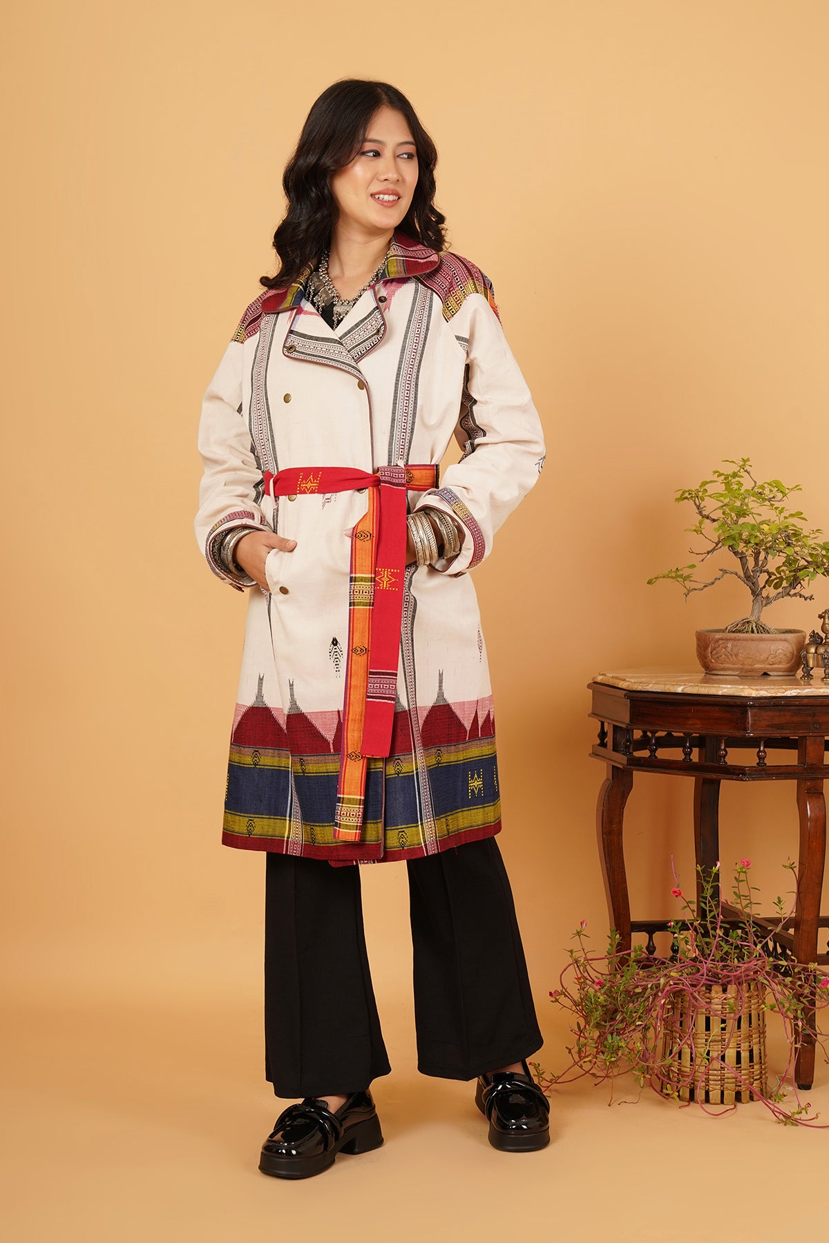 Multicolour Kotpad Trenchcoat
