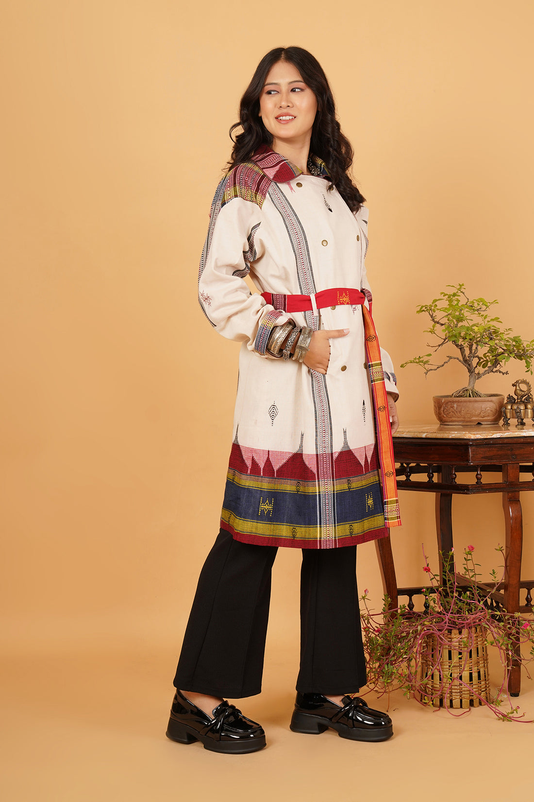 Multicolour Kotpad Trenchcoat
