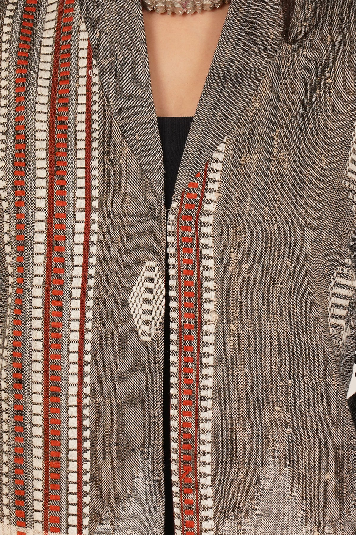 Grey White Kotpad Short Jacket