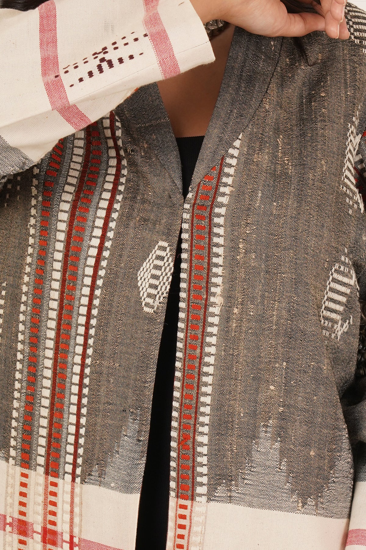 Grey White Kotpad Short Jacket