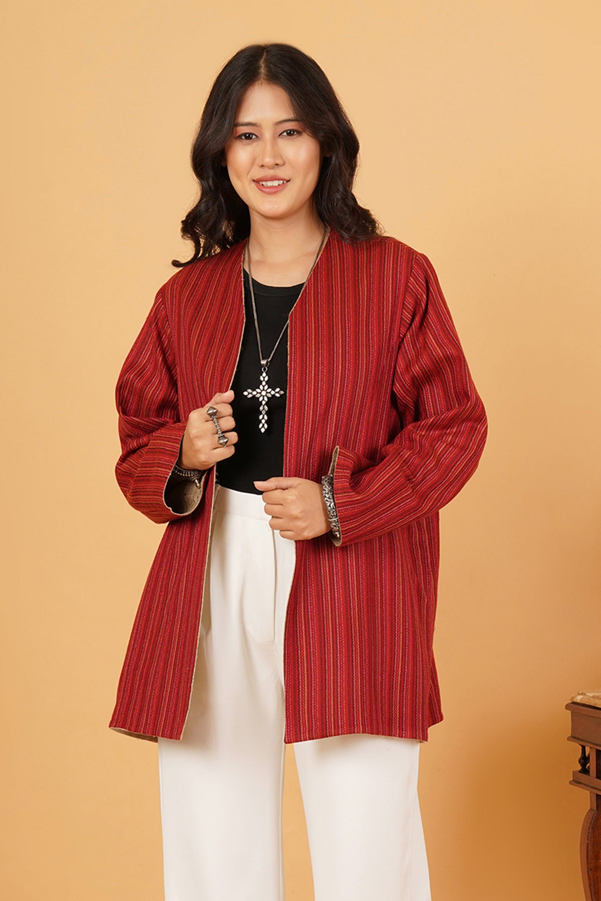 Tussar Silk & Wool Reversible Jacket