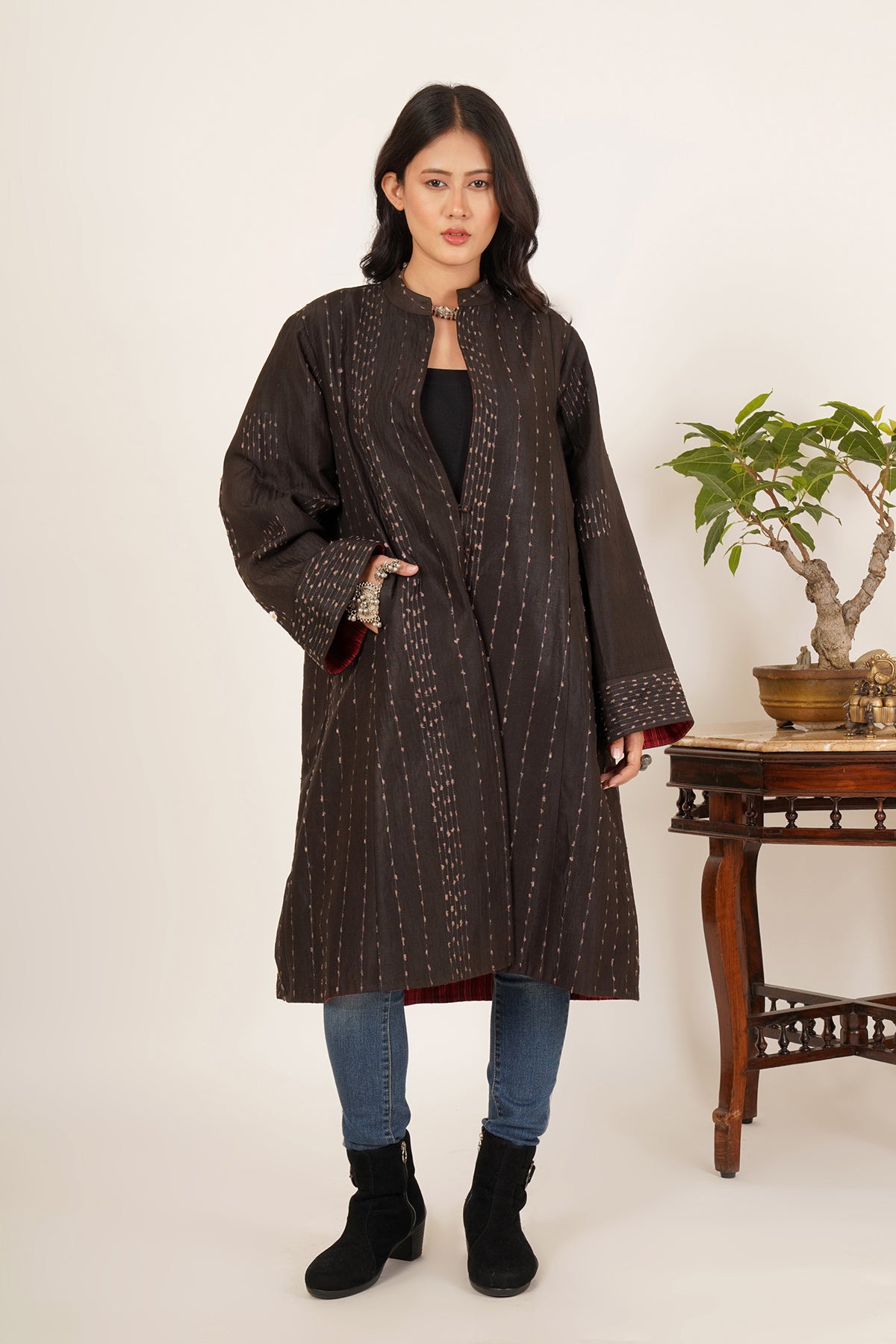 Tussar Silk & Wool Reversible Jacket