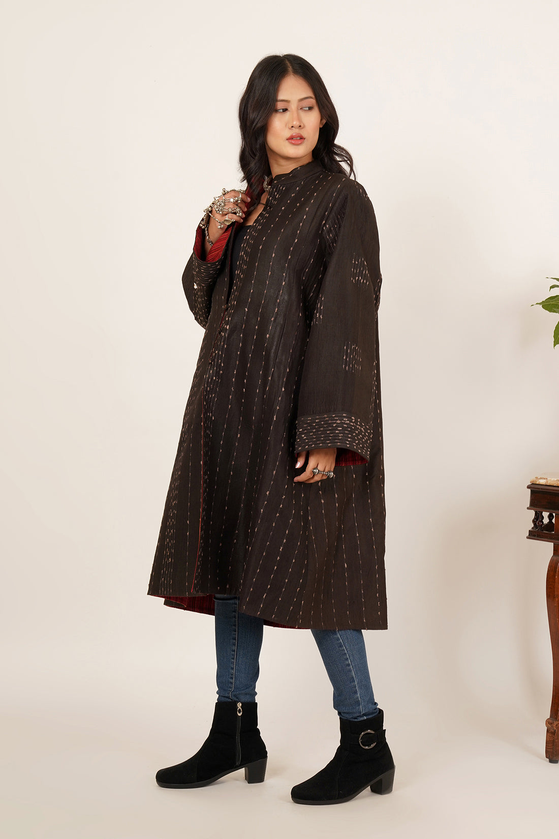 Tussar Silk & Wool Reversible Jacket