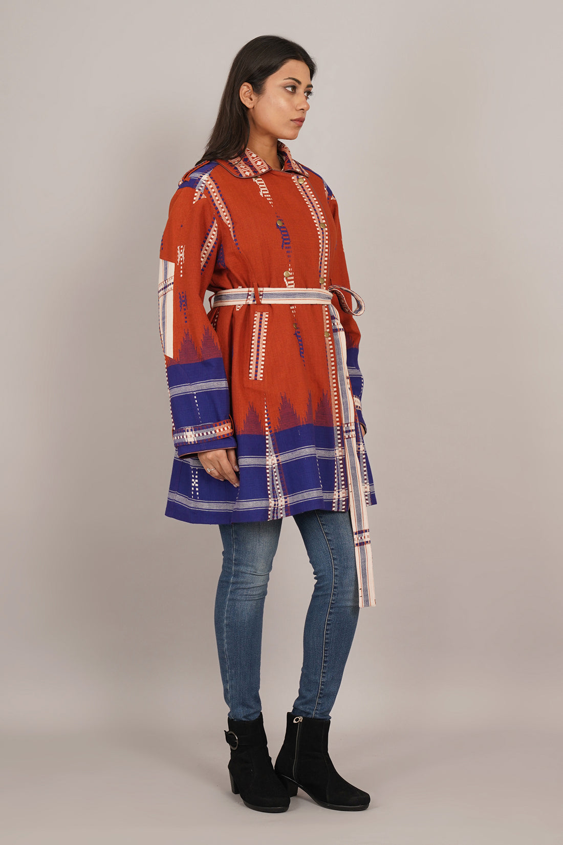 Rust Blue Kotpad Trench Jacket
