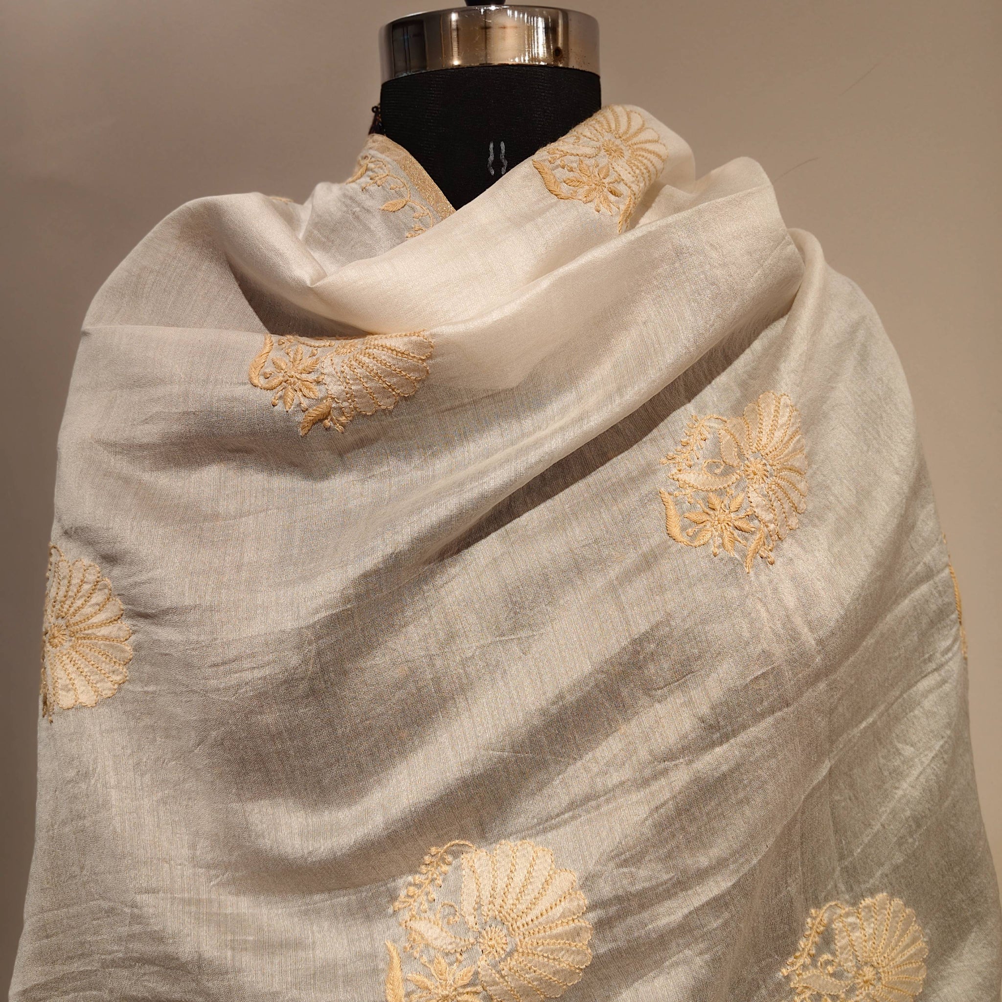 White Chikankari Dupatta