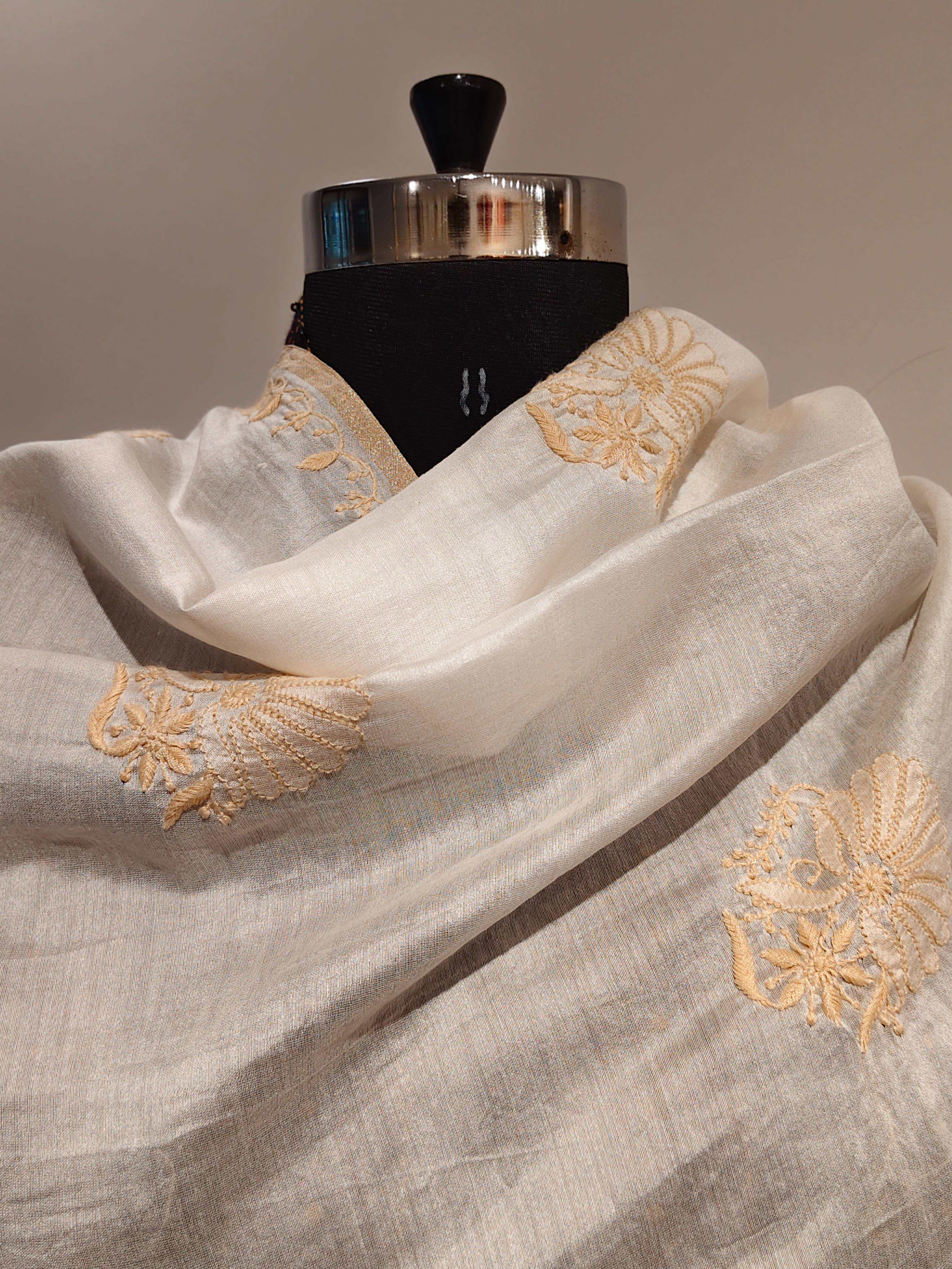 White Chikankari Dupatta
