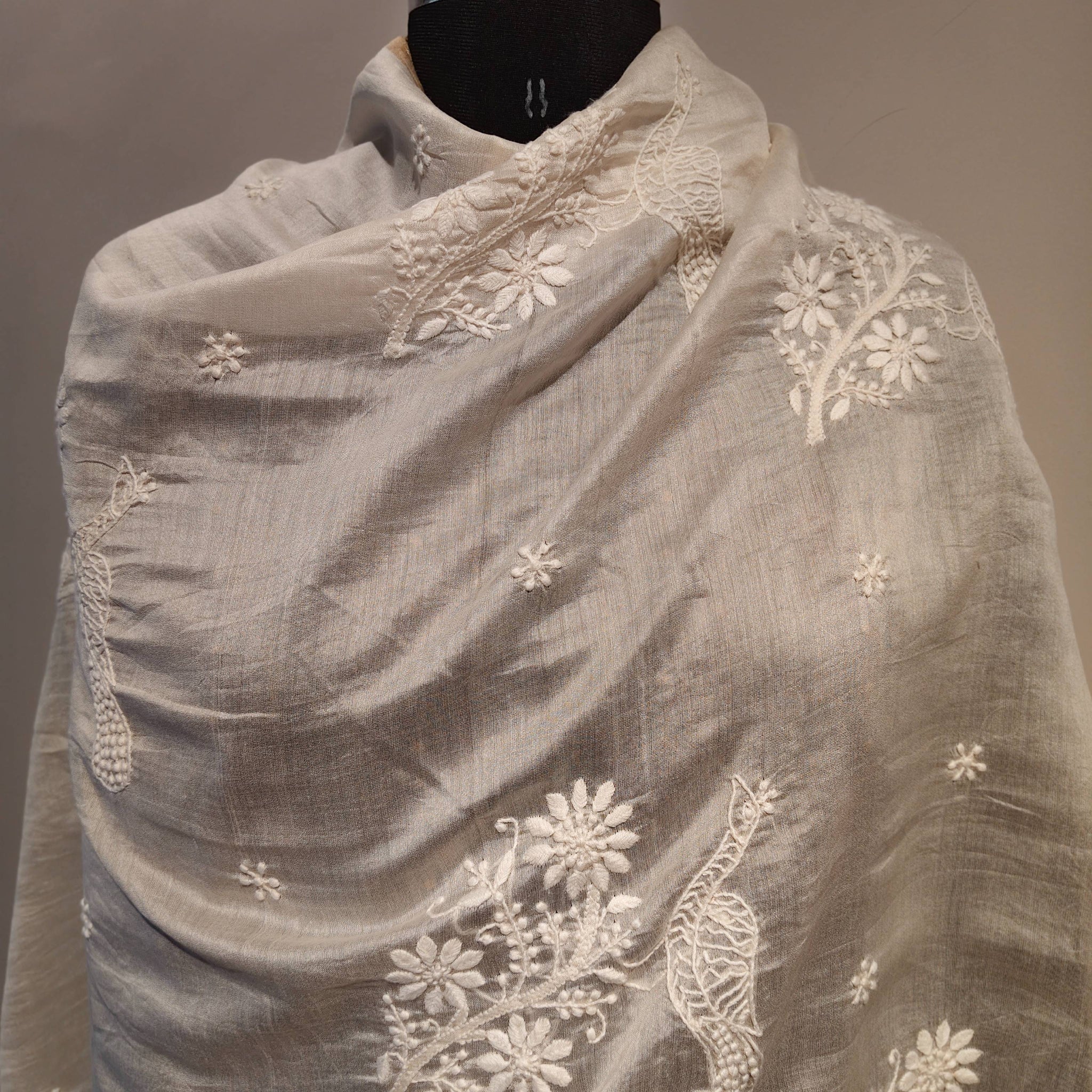White Chikankari Dupatta